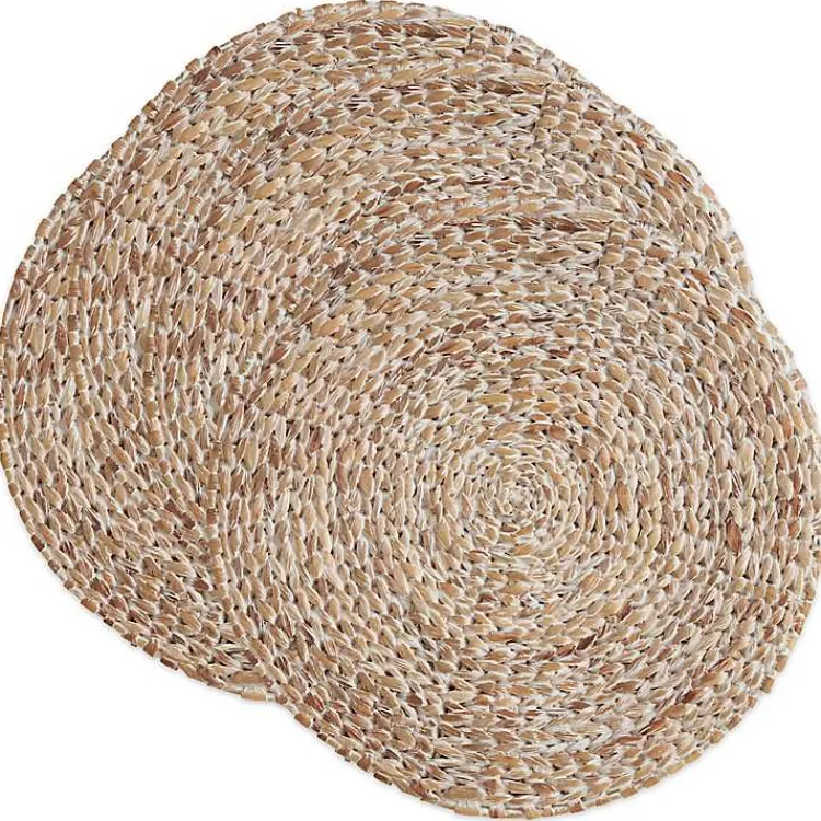 Table Linens-Kirklands Home Whitewashed Woven Rattan Placemats, Set of 4
