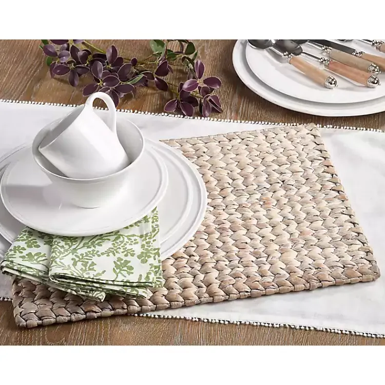 Table Linens-Kirklands Home Whitewashed Woven Rattan Placemats, Set of 4