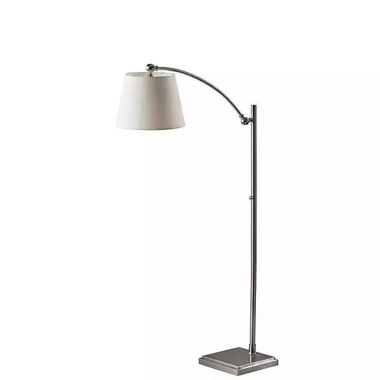 Floor Lamps-Kirklands Home Brushed Adjustable Arm Floor Lamp Silver