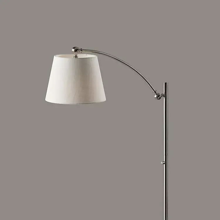 Floor Lamps-Kirklands Home Brushed Adjustable Arm Floor Lamp Silver