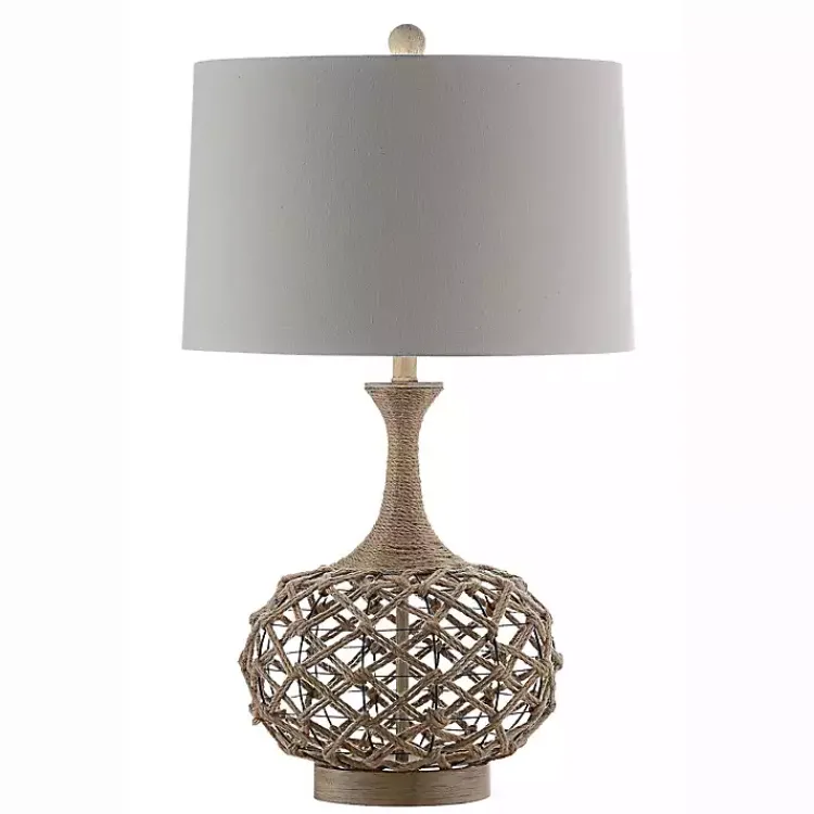 Table Lamps-Kirklands Home Natural Hemp Rope Coastal Table Lamp White