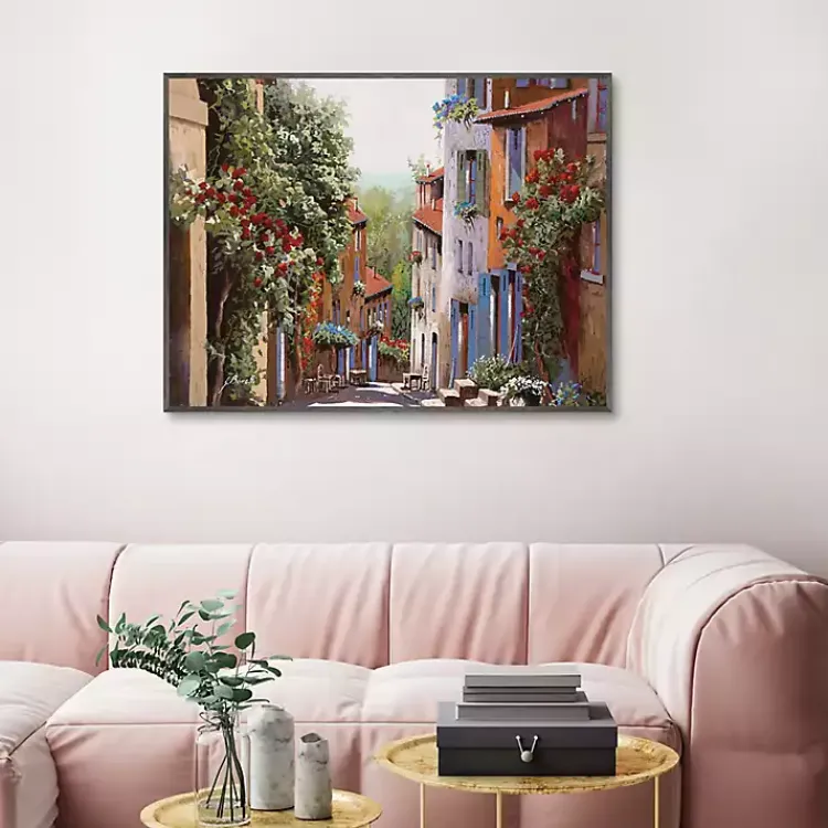 Canvas Art-Kirklands Home Vecchia Cagnes Framed Giclee Canvas Art Print Brown