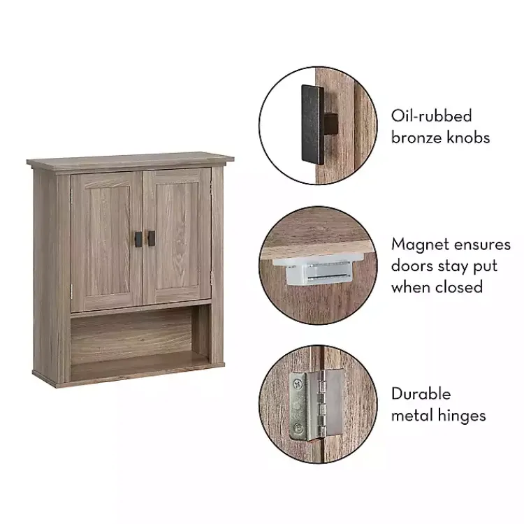 Shelves-Kirklands Home Honey Woodgrain Wall-Mounted Cabinet Tan