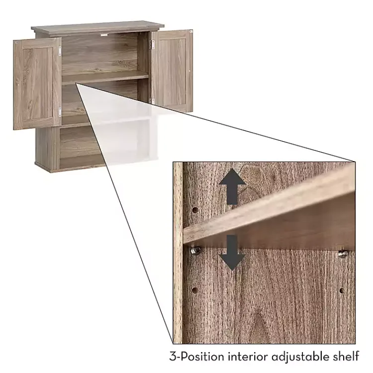 Shelves-Kirklands Home Honey Woodgrain Wall-Mounted Cabinet Tan