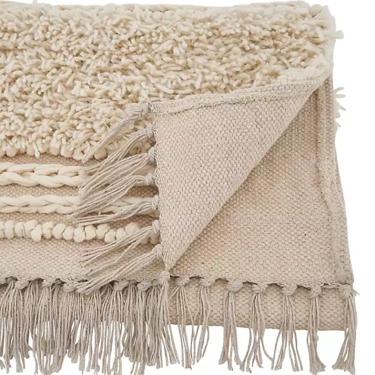 Table Linens-Kirklands Home Cream Knotted Cotton Table Runner Ivory
