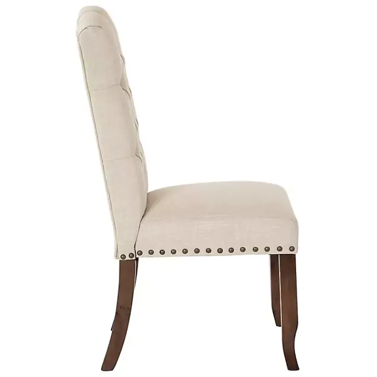 Dining Chairs-Kirklands Home Upholstered Nailhead Trim Dining Chair Ivory