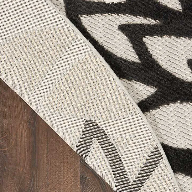 Outdoor Rugs-Kirklands Home Gray Floral Burst Round Outdoor Area Rug