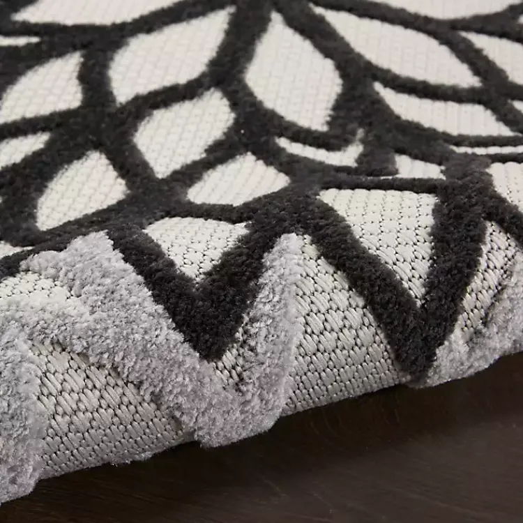 Outdoor Rugs-Kirklands Home Gray Floral Burst Round Outdoor Area Rug