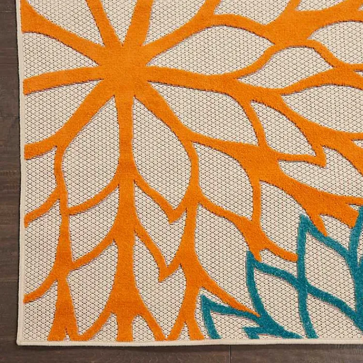 Outdoor Rugs-Kirklands Home Red Bright Floral Burst Outdoor Area Rug, 7x10