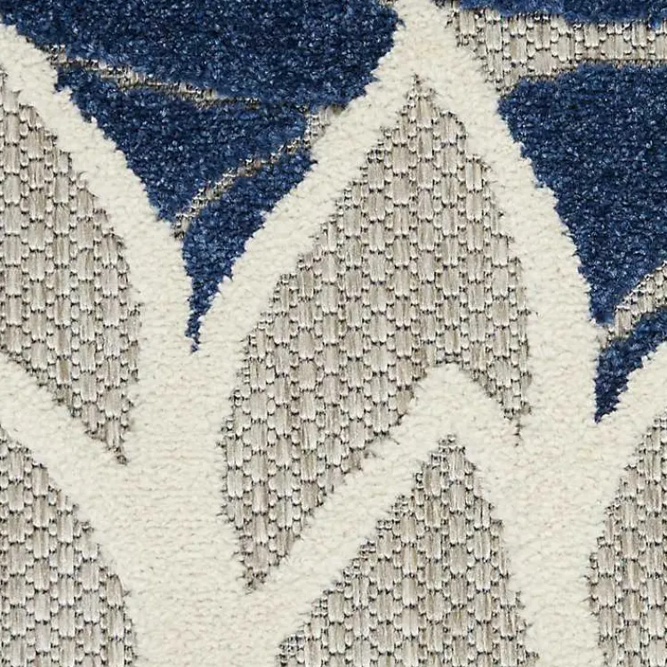 Outdoor Rugs-Kirklands Home Navy Floral Burst Outdoor Area Rug, 5x7