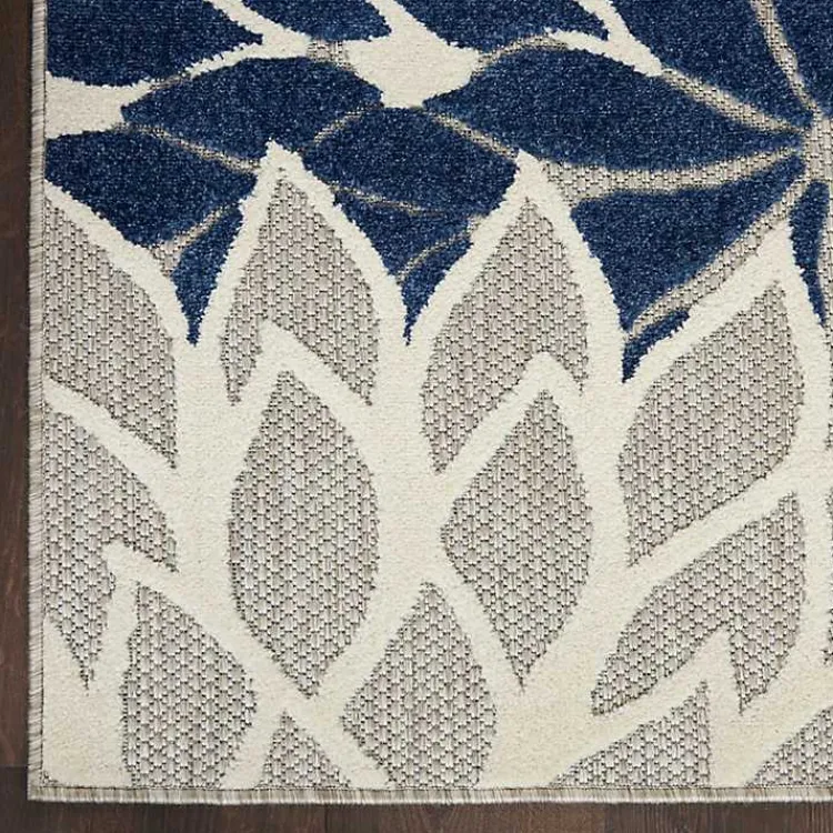 Outdoor Rugs-Kirklands Home Navy Bright Floral Burst Outdoor Area Rug, 7x10