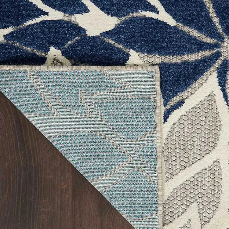 Outdoor Rugs-Kirklands Home Navy Bright Floral Burst Outdoor Area Rug, 7x10