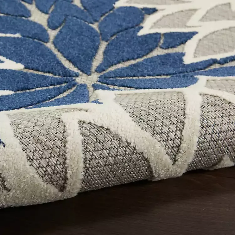 Outdoor Rugs-Kirklands Home Navy Bright Floral Burst Outdoor Area Rug, 7x10