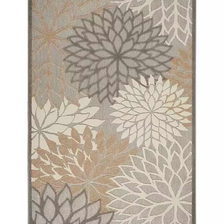 Outdoor Rugs-Kirklands Home Neutral Floral Burst Outdoor Area Rug, 5x7