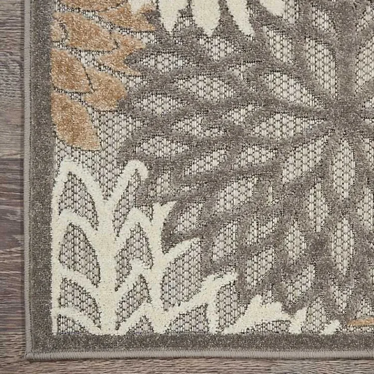 Outdoor Rugs-Kirklands Home Neutral Floral Burst Outdoor Area Rug, 5x7