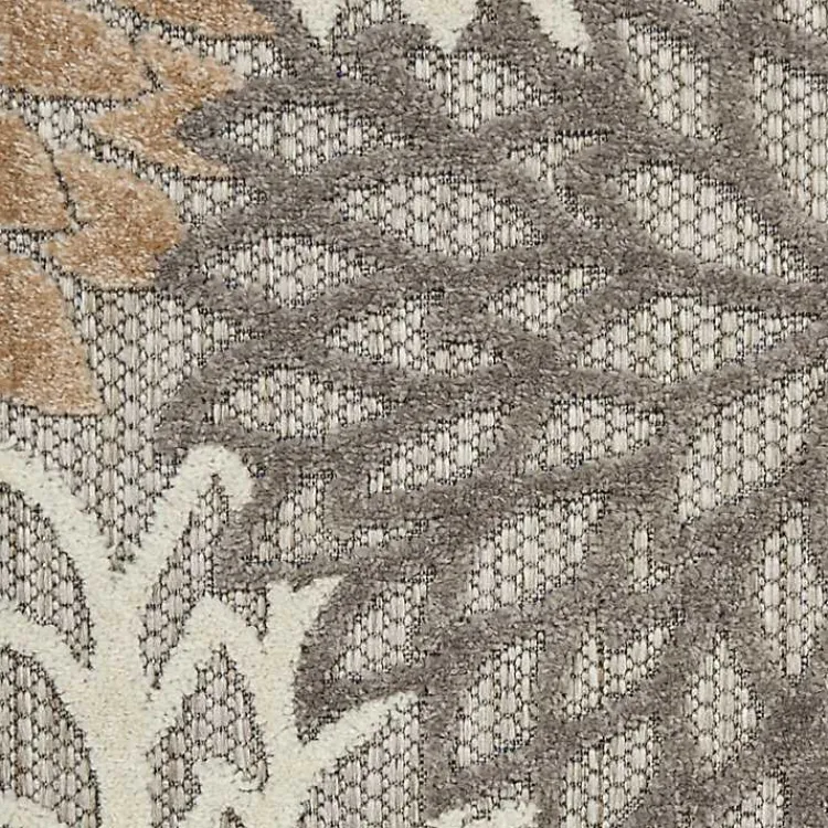 Outdoor Rugs-Kirklands Home Neutral Floral Burst Outdoor Area Rug, 5x7