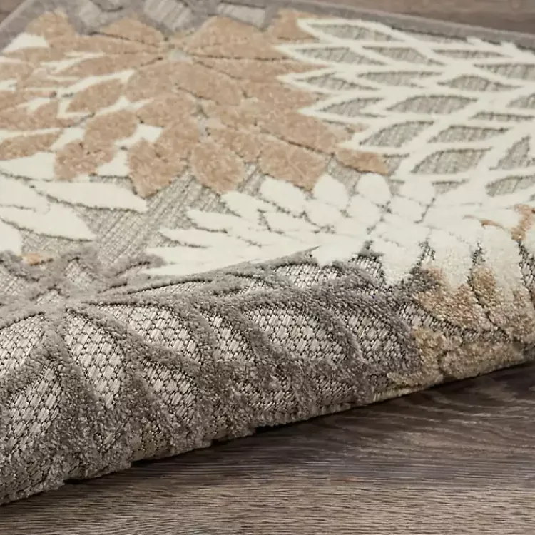 Outdoor Rugs-Kirklands Home Neutral Floral Burst Outdoor Area Rug, 7x10