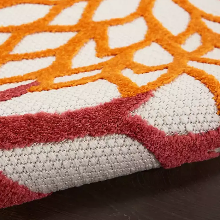 Outdoor Rugs-Kirklands Home Red Floral Burst Outdoor Round Area Rug, 5 ft.