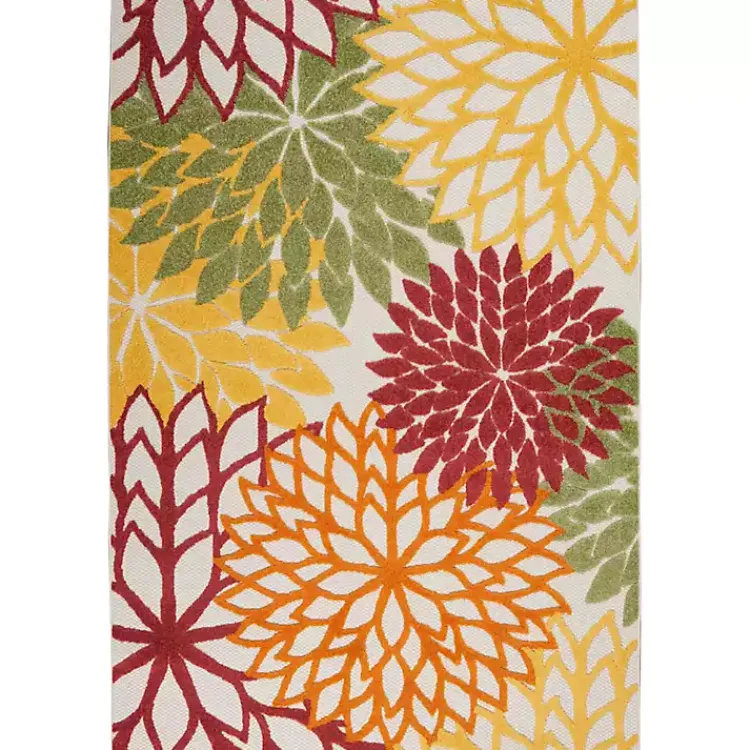 Outdoor Rugs-Kirklands Home Red Floral Burst Outdoor Area Rug, 5x7