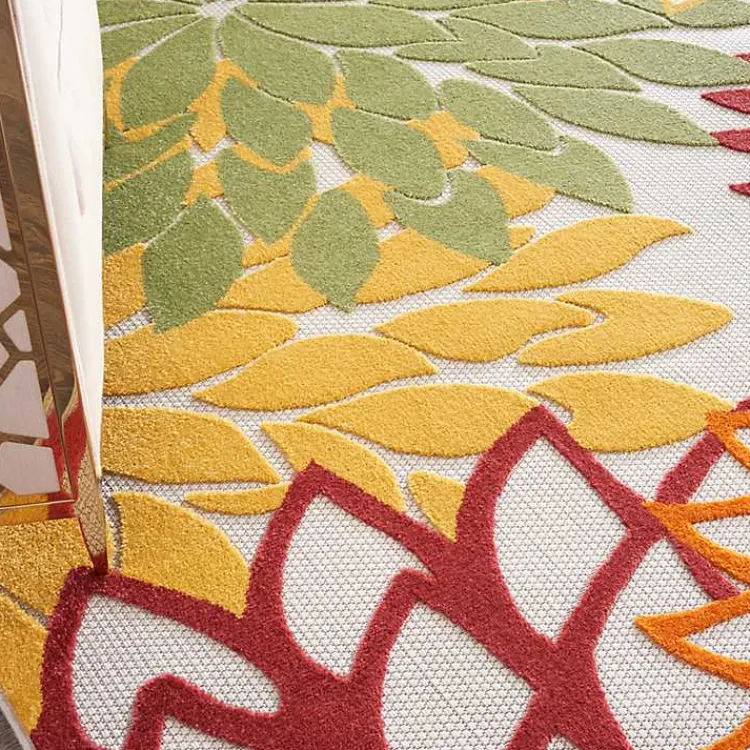 Outdoor Rugs-Kirklands Home Red Floral Burst Outdoor Area Rug, 7x10