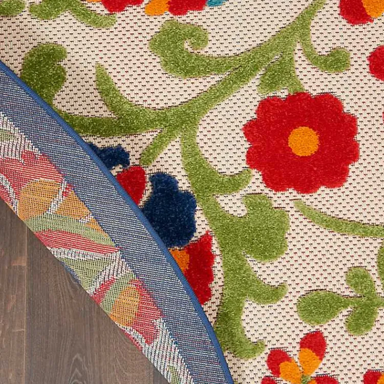 Outdoor Rugs-Kirklands Home Abstract Floral Outdoor Round Area Rug, 5 ft. Multi