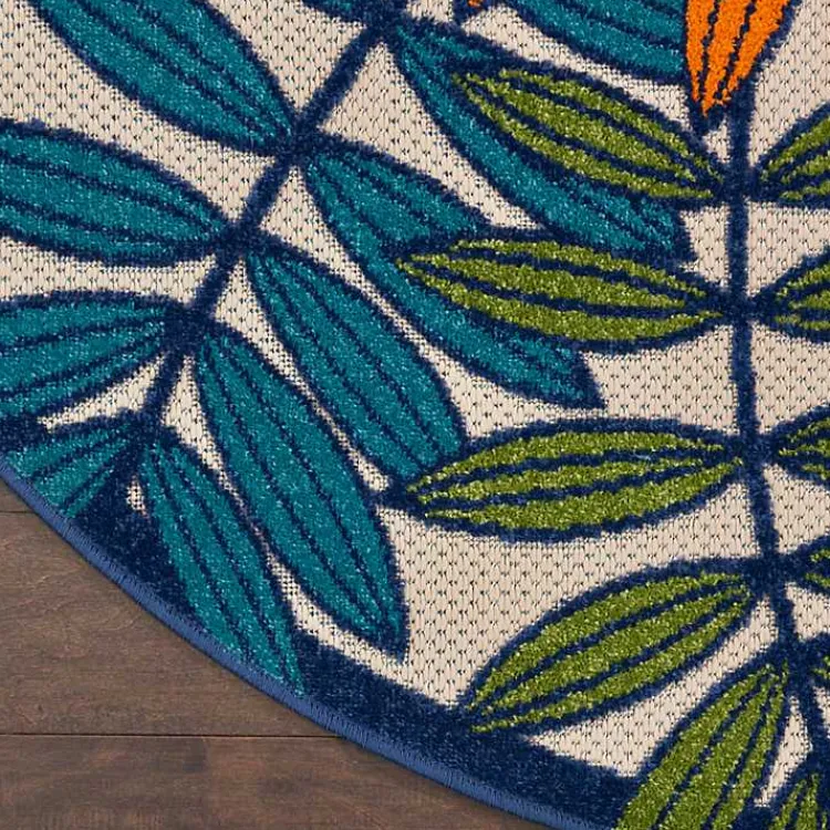 Outdoor Rugs-Kirklands Home Bright Branches Round Outdoor Area Rug, 7x7