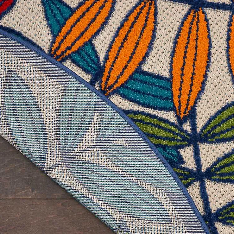 Outdoor Rugs-Kirklands Home Bright Branches Round Outdoor Area Rug, 7x7