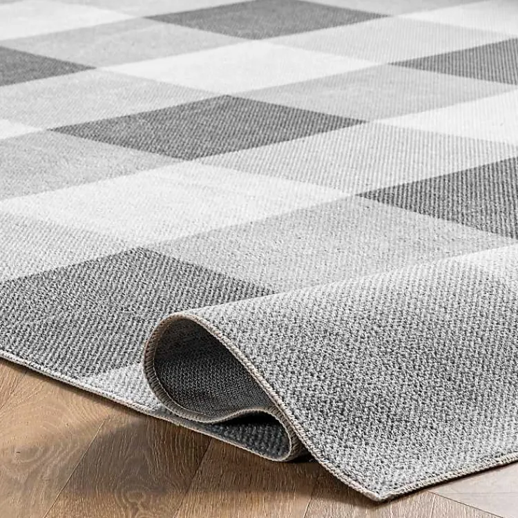 Area Rugs-Kirklands Home Gray Buffalo Plaid Washable Area Rug, 5x8