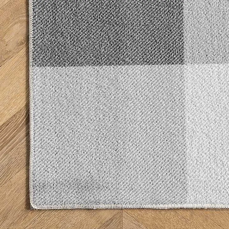Area Rugs-Kirklands Home Gray Buffalo Plaid Washable Area Rug, 5x8