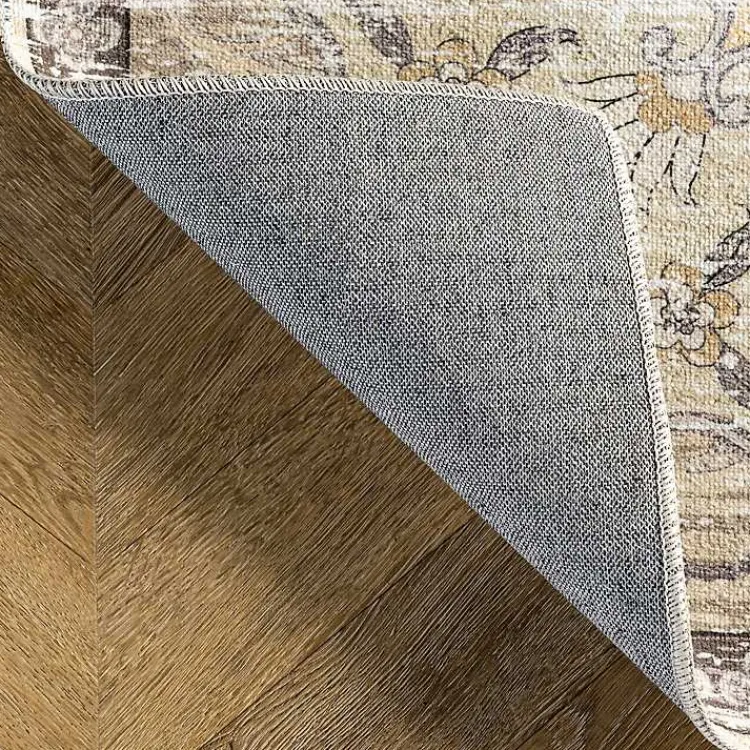 Area Rugs-Kirklands Home Gray Faded Medallion Washable Area Rug, 4x6