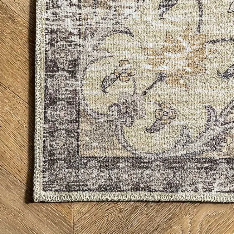 Area Rugs-Kirklands Home Gray Faded Medallion Washable Area Rug, 4x6