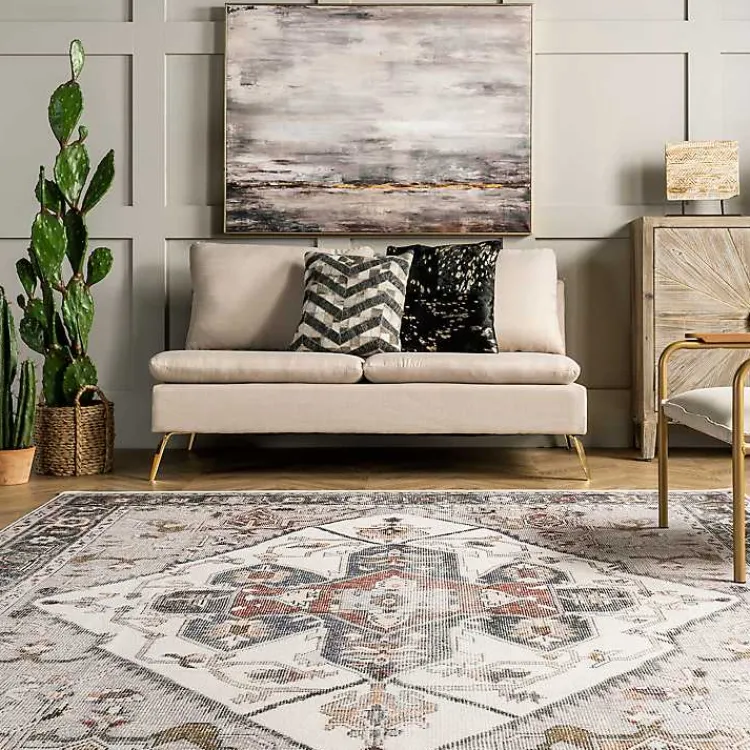 Area Rugs-Kirklands Home Mali Traditional Medallion Washable Area Rug, 5x8