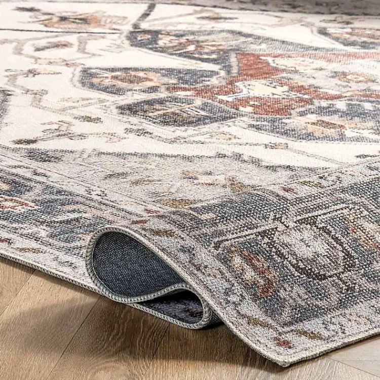 Area Rugs-Kirklands Home Mali Traditional Medallion Washable Area Rug, 5x8