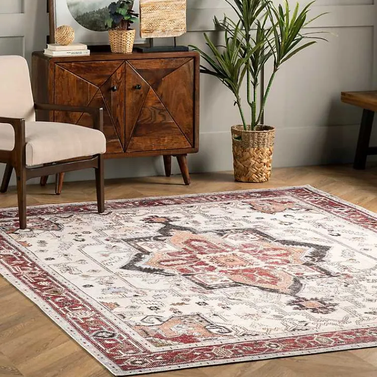 Area Rugs-Kirklands Home Miley Traditional Medallion Washable Area Rug, 4x6