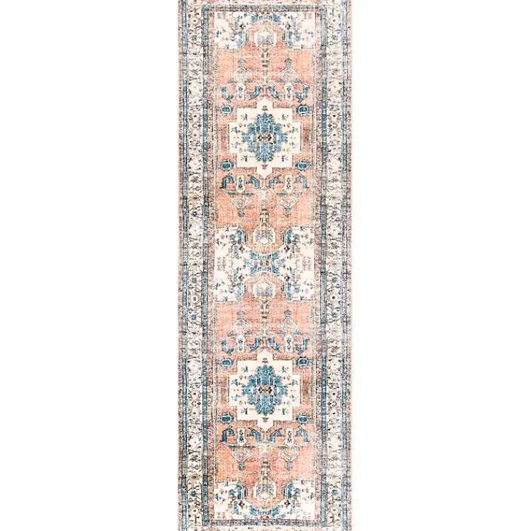 Area Rugs-Kirklands Home Eleanor Distressed Medallion Washable Runner