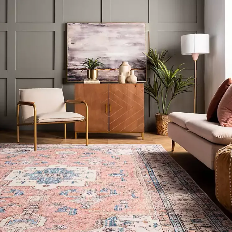 Area Rugs-Kirklands Home Eleanor Medallion Washable Area Rug, 4x6