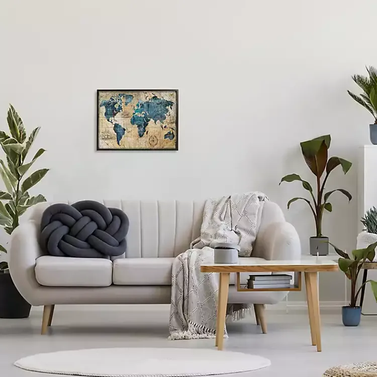 Canvas Art-Kirklands Home Vintage World Map Framed Giclee Canvas Art Print