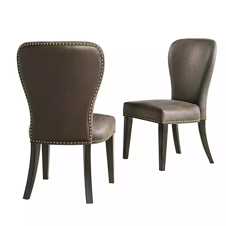 Dining Chairs-Kirklands Home Sevana Faux Leather Dining Chairs, Set of 2 Brown
