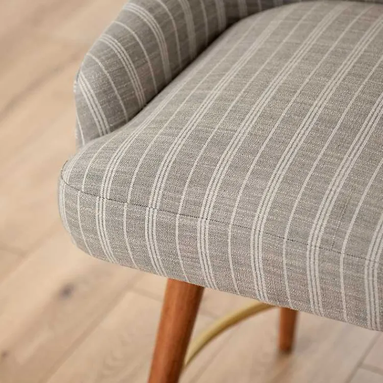 Bar Stools & Counter Height Stools-Kirklands Home Paige Swivel Stripe Counter Stool Gray