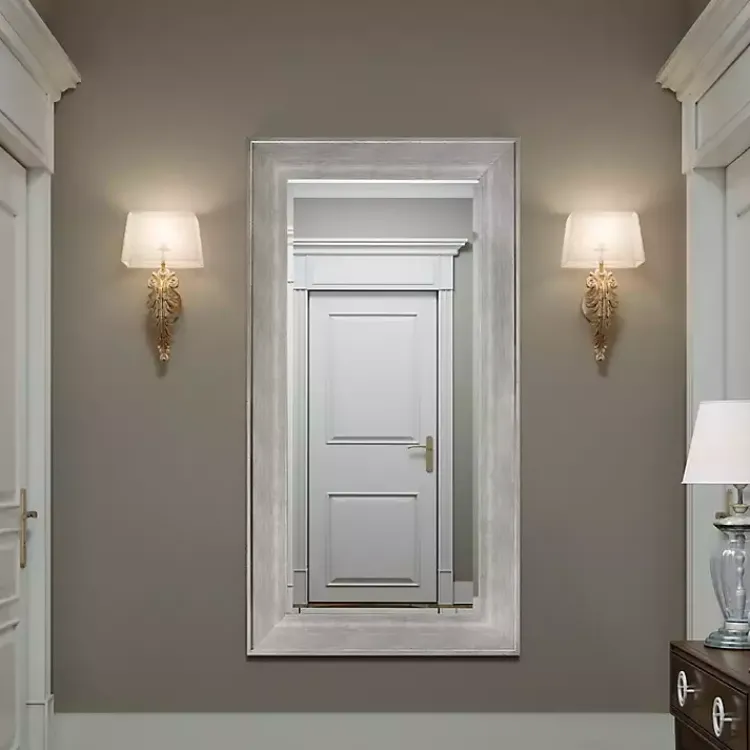 Full Length & Floor Mirrors-Kirklands Home White Driftwood Framed Leaner Mirror