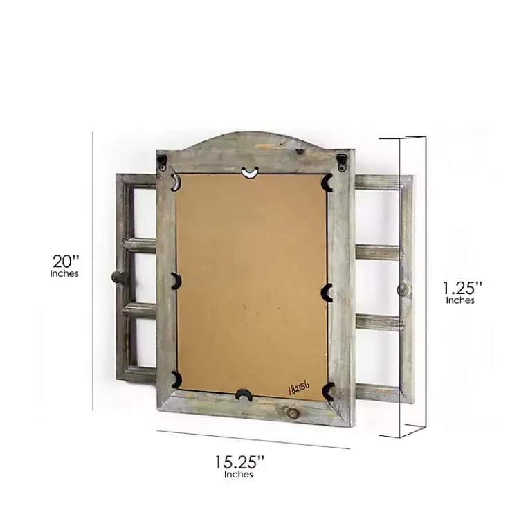 Decorative Mirrors-Kirklands Home Rustic Wooden Dual Window Shutter Wall Mirror