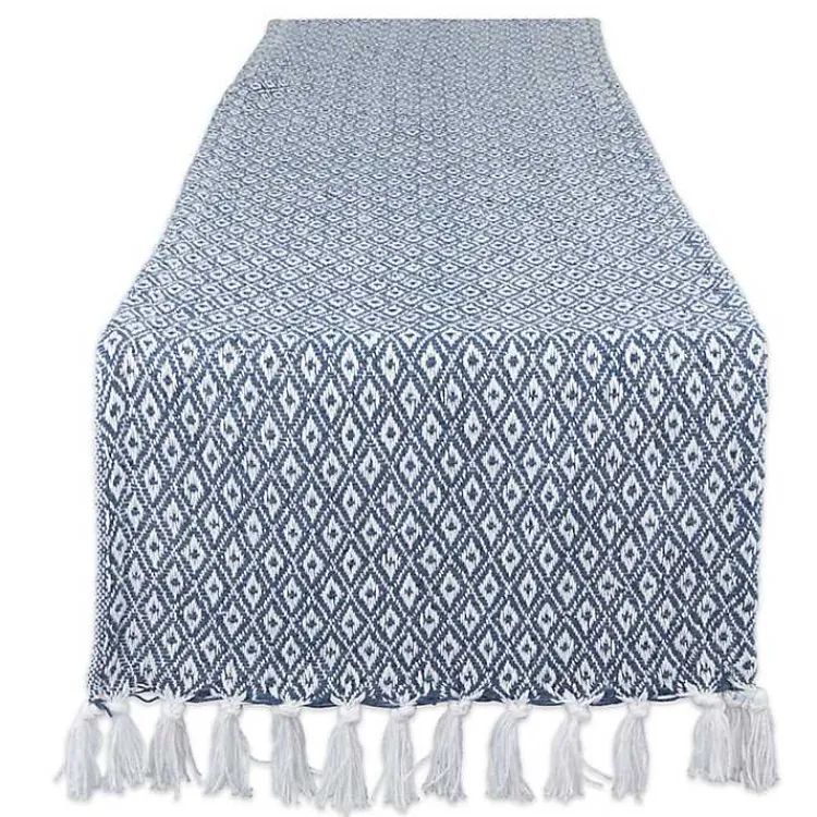 Table Linens-Kirklands Home Mini Diamond Fringe End Table Runner, 108 in. Blue