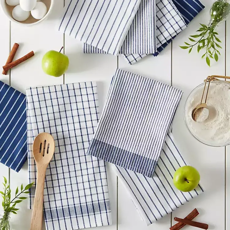 Kitchen Accessories-Kirklands Home Nautical Blue Basic Assorted Dishtowels, Set of 8