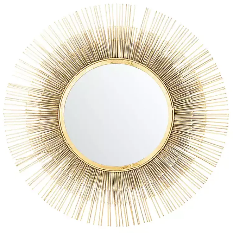 Decorative Mirrors-Kirklands Home Gold Layered Burst Frame Round Wall Mirror