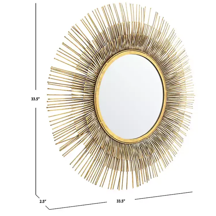 Decorative Mirrors-Kirklands Home Gold Layered Burst Frame Round Wall Mirror