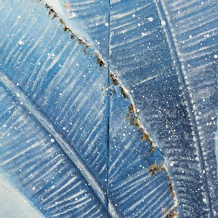 Framed Art-Kirklands Home Blue Leaves Coastal Metal Art Print