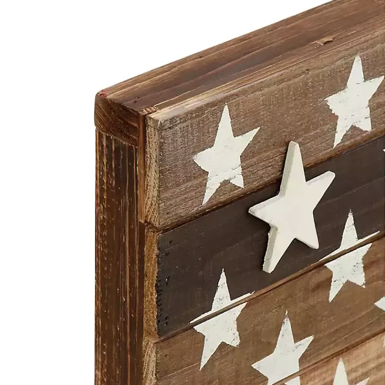 Wall Plaques-Kirklands Home Dark American Flag Wooden Wall Sculpture Brown
