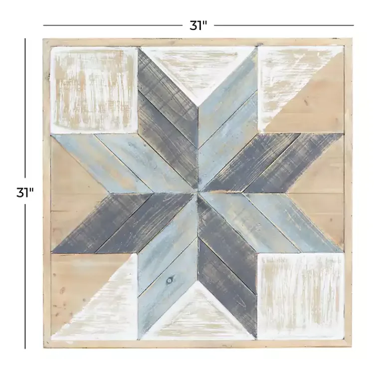 Wall Plaques-Kirklands Home Distressed White and Blue Farm Star Wall Plaque