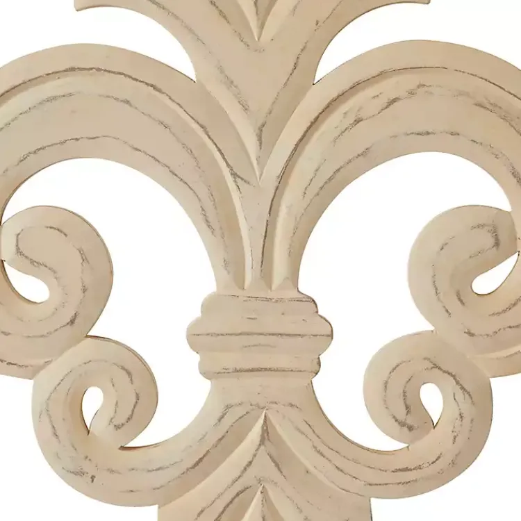 Wall Plaques-Kirklands Home Off-White Distressed Fleur De Lis Wall Decoration Ivory