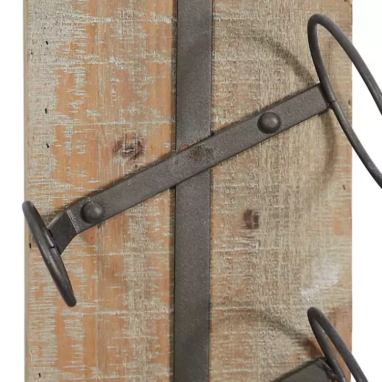 Wall Storage-Kirklands Home Wood Panel Black Metal Wine Rack Brown